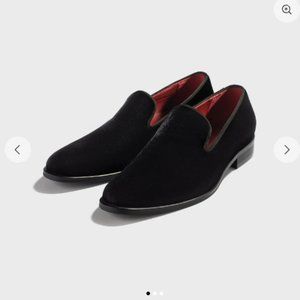 NWT Mens Black Velvet Slip on Loafer tux shoes